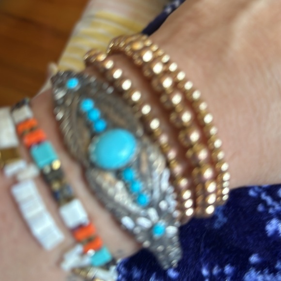 Turquoise and silver accessories. Rings and cuff. Just need some shine touch up. - Picture 4 of 4
